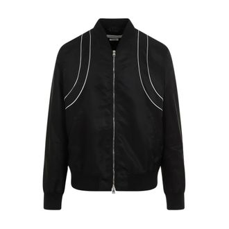 Alexander McQueen Bomber Jackets, male, Black, M, Black Bomber Jacket Aw24