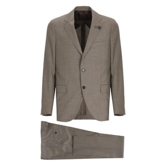 Lardini Single Breasted Suits, male, Brown, Size: 2XL Single Breasted Suit