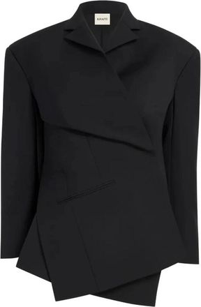 Khaite Wikkel Blazer Jas - Dames - Blazers - Zwart - XS - Leer - Jassen