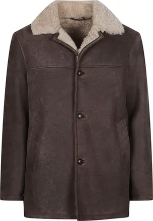 STEWART Steve Shearling Shearling-Lined Brown Leather Jacket