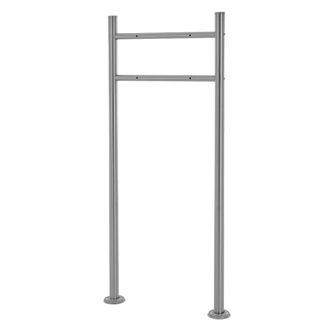 ML Design Ml-design - Soporte Poste Para Buz&oacute;n De Correos De Acero Inoxidable Con Recubrimiento De Polvo, Plata, Altura 120 Cm, Barras Redondas, Anclable En El 