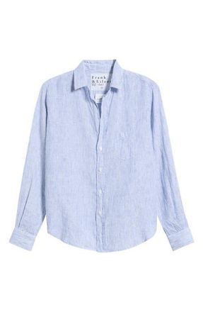 Frank & Eileen Relaxed Linen Button-Up Shirt in Thin Stripe at Nordstrom, Size X-Small