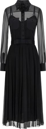 Dolce & Gabbana Black Silk Midi Womens Dress