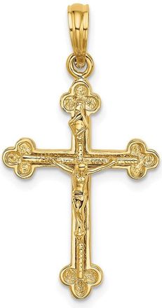 Diamond2Deal 10k Yellow Gold Narrow Budded Crucifix Charm