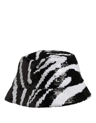 Dolce & Gabbana HAT10064 Zebra Sequin Bucket Hat - Black