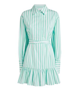 Patou Ruffled Mini Shirt Dress in Cotton-poplin Size XL