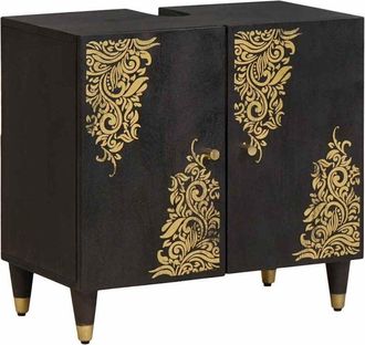 vidaXL Sink cabinet with Door Black 62 x 33 x 58 cm Solid Mango Wood vidaXL