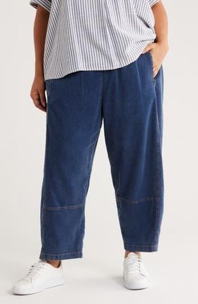 Max Studio Piqu&eacute; Barrel Leg Ankle Pants in Indigo at Nordstrom Rack, Size 1X