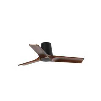 Netlighting Heywood Tub Small 3 Blade Ceiling Fan Matt Black Walnut in Brown