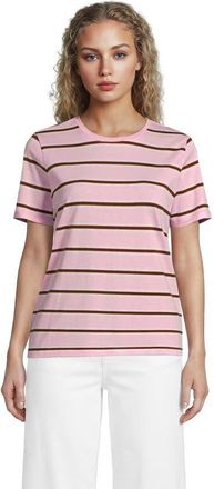 Lands End Supima Cotton Crew Neck T-Shirt in Sea Salt Pink/ginger Stripe at Nordstrom, Size X-Large