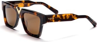 Valentino V - GOLD - I Brown Rectangular Unisex Sunglasses VLS-162 B 51