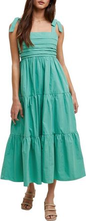 Wishlist Tie Strap Pleated Bodice Cotton Sundress in Sea Green at Nordstrom Rack, Size Medium
