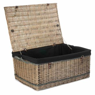 Red Hamper 72cm Antique Wash Rope Handled Trunk Picnic Basket in Taupe