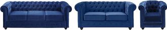 Vente-Unique Sof&aacute; de 3+2+1 plazas CHESTERFIELD - Terciopelo azul real