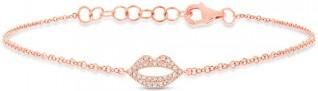 Allurez 0.08ct 14k Rose Gold Diamond Pave Lips Bracelet