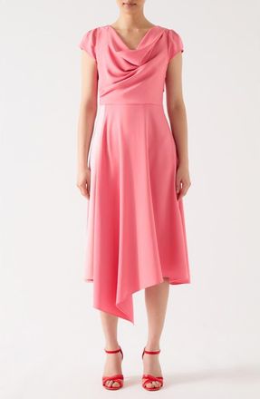 L.k. Bennett Moon Cap Sleeve Crepe Midi Dress in Pink at Nordstrom Rack, Size 16 Us / 20 Uk