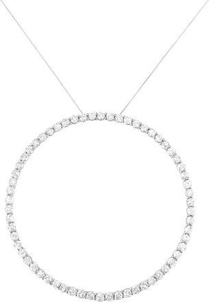 House of Brilliance 925 Sterling Silver 5.0 Cttw Prong Set Round-cut Diamond Open Circle Hoop 18 Pendant Necklace