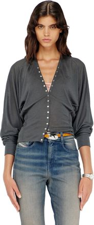 Diesel Tencel-blend cardigan top with batwing sleeves - Tops - Woman - Grey