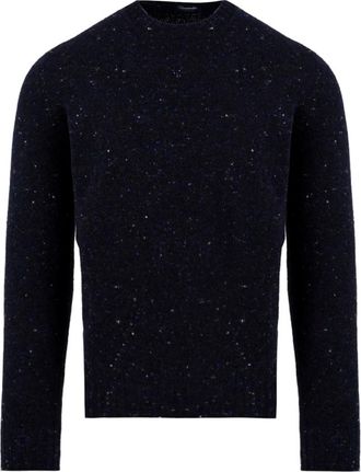 Drumohr Rasato Trui met Ronde Hals - Heren - Ronde hals truien - Blauw - 2XL - Wol - Truien & Vesten