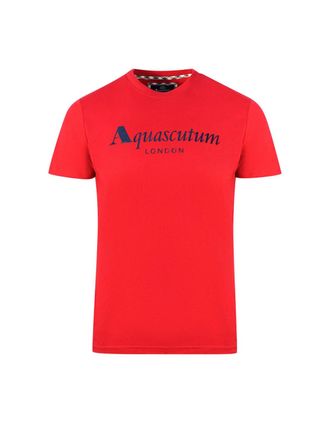 Aquascutum Mens Aquascutum London Brand Logo Red T-Shirt - Size: 38