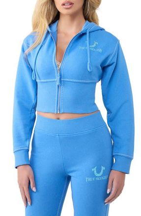 True Religion Big T Wide Waistband Full Zip Hoodie in Super Sonic at Nordstrom, Size Xx-Large