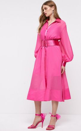 Coast Premium Belted Organza Midi Shirt Dress