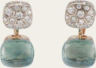 POMELLATO Nudo 18K Rose Gold Blue Topaz and Diamond Double Drop Earrings
