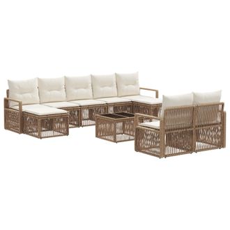 vidaXL Conjunto De Sof&aacute;s De Jard&iacute;n 10 Pcs Beige Rat&aacute;n Sint&eacute;tico Vidaxl