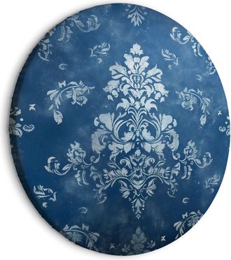 OEM Cuadro Redondo - Adorno Retro: Motivo Decorativo En Tonos Azules Desgastados / Adorno Retro En Tonos Azules Desgastados