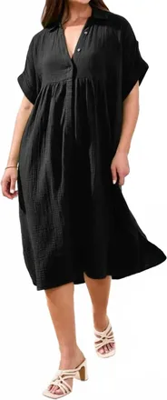 Tribal Flowy Shirt Dress In Black