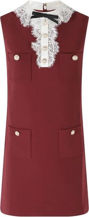 Self Portrait Crepe kantenkraag minidress - Dames - Korte kleedjes - Bruin - S - Polyester - Kleedjes