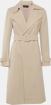 Theory Beige Crepe Oaklane Trench Coat