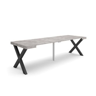 Skraut Home Mesa Consola Extensible, Mesa Comedor Plegable, 260, Para 12 Comensales, Patas Madera Maciza, Estilo Moderno, Gris Cemento - Skraut Home