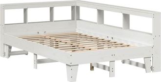 vidaXL Bookcase Bed without Mattress White 135x190cm Double Solid Wood Pine Vidaxl