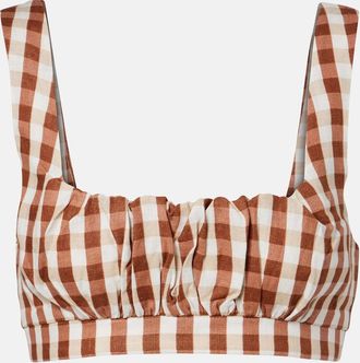 Faithfull The Brand Ida gingham linen crop top