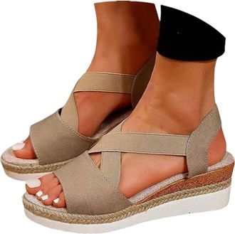 Generic Espadrilles Womens Wedges Orthopedic Sandals Orthopedic Sandals for Women Comfortable Platform Espadrille Shoes Dressy Summer Open Toe Ankle Strap Low