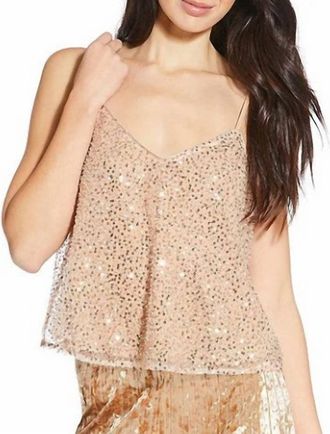 Skies Are Blue Clothing Sequin Cami Top In Rose Gold
