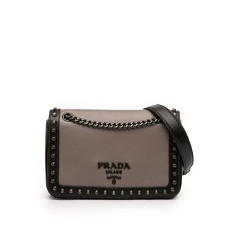 Prada Pre-owned Prada Bicolor Glace Calfskin Studded Crossbody Ladies KS06UQPD3HYS6X1A