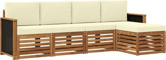 vidaXL Conjunto De Sof&aacute;s De Exterior 5 Uds. Natural Y Crema Vidaxl