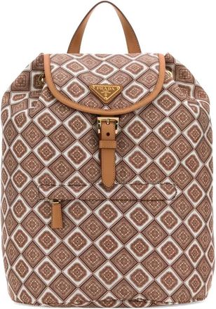 Prada Zaino con motivo geometrico - Marrone