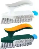 OEM Set Di 2 Spazzole Per La Pulizia Con Impugnatura Comoda. Setole Rigide E Flessibili. Molto Resistenti. Per Bagno, Doccia, Lavandino, Tappeti E Pavimen