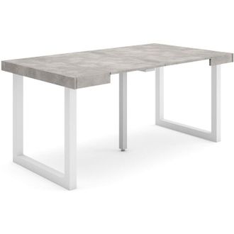 Skraut Home Mesa Consola Extensible, Mesa Comedor Plegable, 160, Para 8 Comensales, Patas Madera Maciza, Estilo Moderno, Gris Cemento - Skraut Home