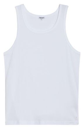 Ron Dorff Ribbed Cotton Tank in Optic White at Nordstrom, Size X-Large
