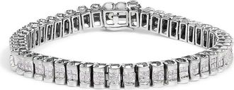 House of Brilliance 14K Gold 3.0 Cttw Princess Cut Quad Invisible Set Tennis Bracelet in White at Nordstrom