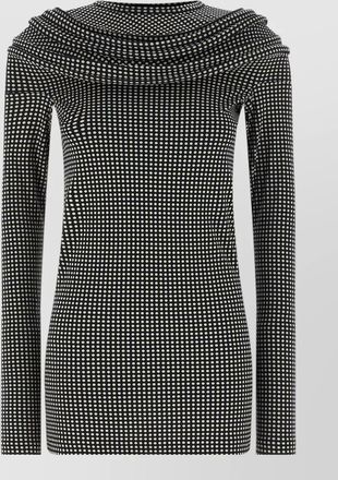 Junya Watanabe long sleeve dress draped neckline dots