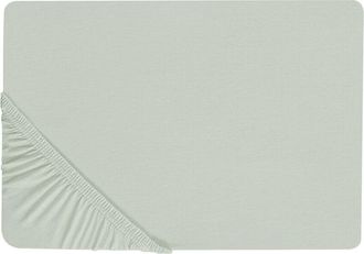 Beliani S&aacute;bana De Algod&oacute;n Verde Claro 200 X 200 Cm Ajustable Bordes El&aacute;sticos S&oacute;lido Janbu