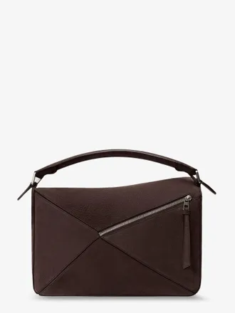 Loewe Mens Shoulder Bag Puzzle Large Brown Nubuck Leather Handbags Hand