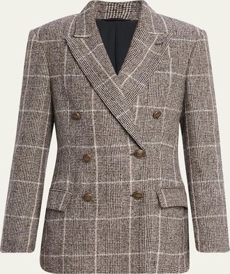 Brunello Cucinelli Windowpane Double-Breasted Jacket