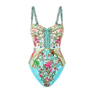 Camilla Badmode, Dames, Blauw, M, One-piece met kant en beugel