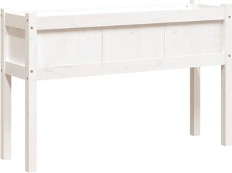 vidaXL Vidaxl - Jardinera Con Patas Madera Maciza De Pino Blanco 110x31x70 Cm